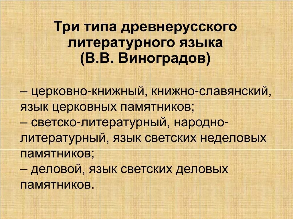 Типы древнерусского литературного языка. Древнерусский литературный язык. Особенности развития русского литературного языка. Литературный язык древней Руси.