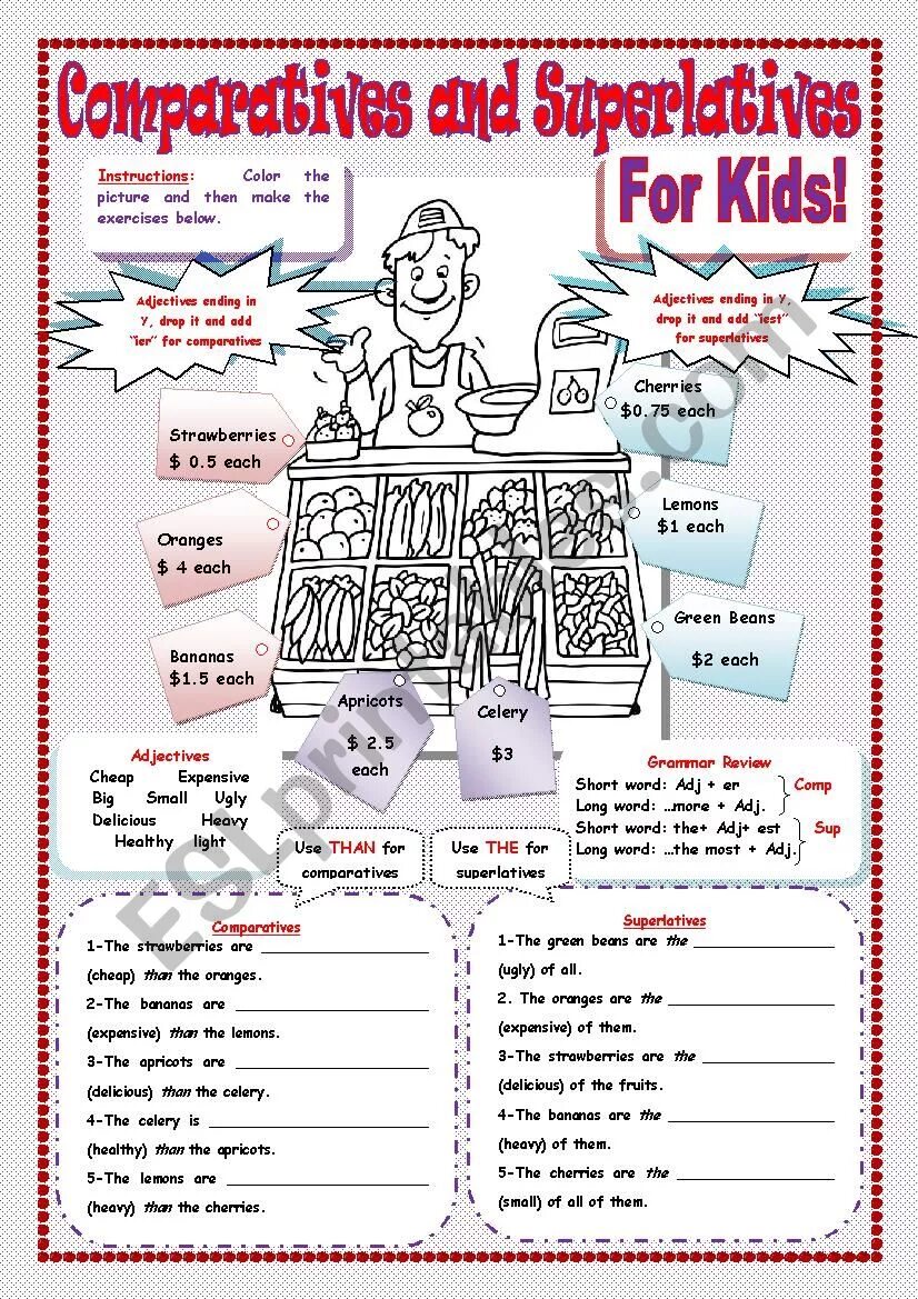 Comparatives and superlatives for kids. Comparative and Superlative adjectives for Kids. Comparison of adjectives for Kids. Degrees of adjectives exercises for Kids. Comparative Superlative Kids.