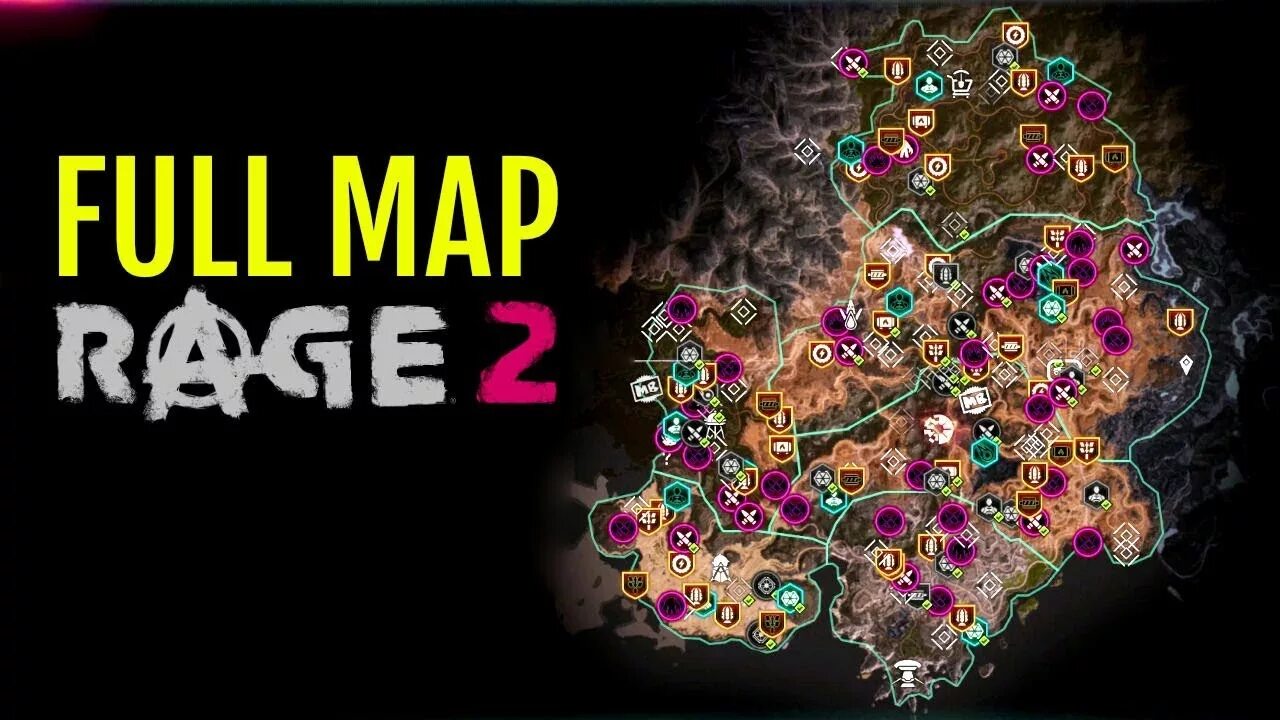 Rage 2 карта. Rage 2 DLC Map. Открытая карта рейдж 2. Rage 2 карта ковчегов. Карта со всеми метками