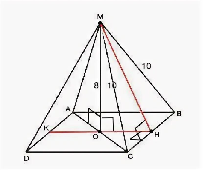 Основание пирамида мавсд квадрат со сторонами