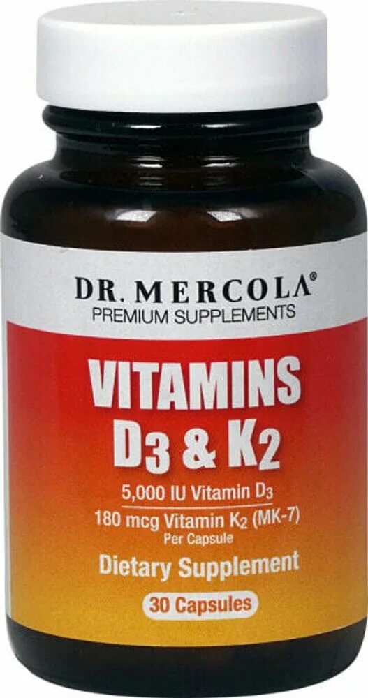 180 мкг. - Витамин д3 5000 ме с к2 180 мкг (Dr. Mercola). - Витамин к2 180 мкг (Dr. Mercola). Vitamin d3 + k2. Super Nutrition Vitamin d3 + k2, 60 капсул.