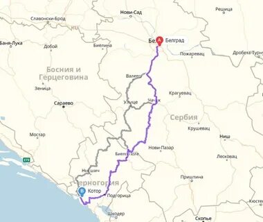 Сербия черногория расстояние