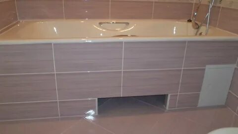 Экран ванны из плитки с люком