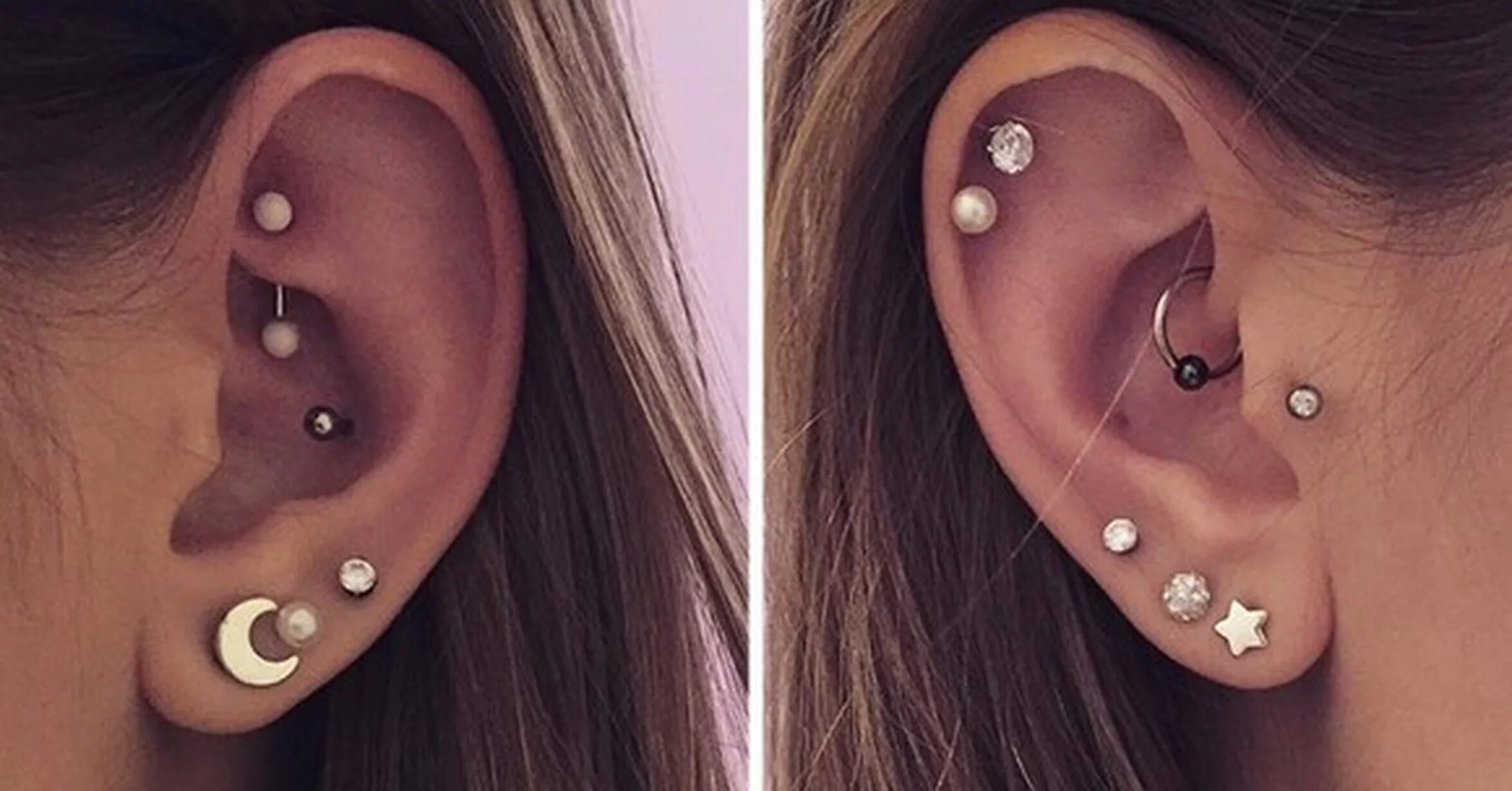 Через сколько можно прокалывать. Трагус индастриал форвард хеликс. Прокол хряща (хеликс, флэт). Через сколько можно прокалывать. Несколько проколов в ухе.