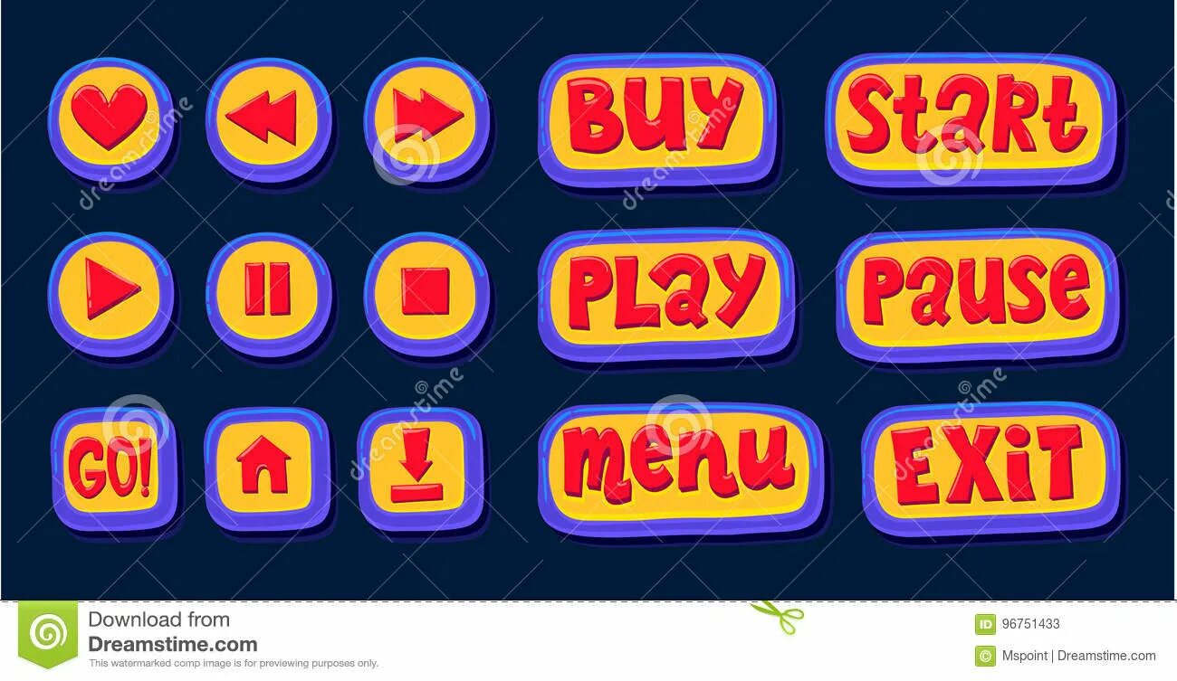 Кнопки Play exit для игры. Кнопка выхода в меню. Buttons for game exit. Остановись пауза