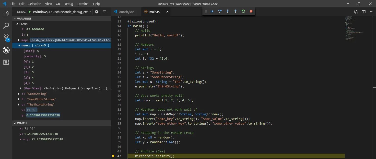 Rust coding. Visual Studio code. Язык программирования Visual Studio code. Visual code debug. Rust отладчик.