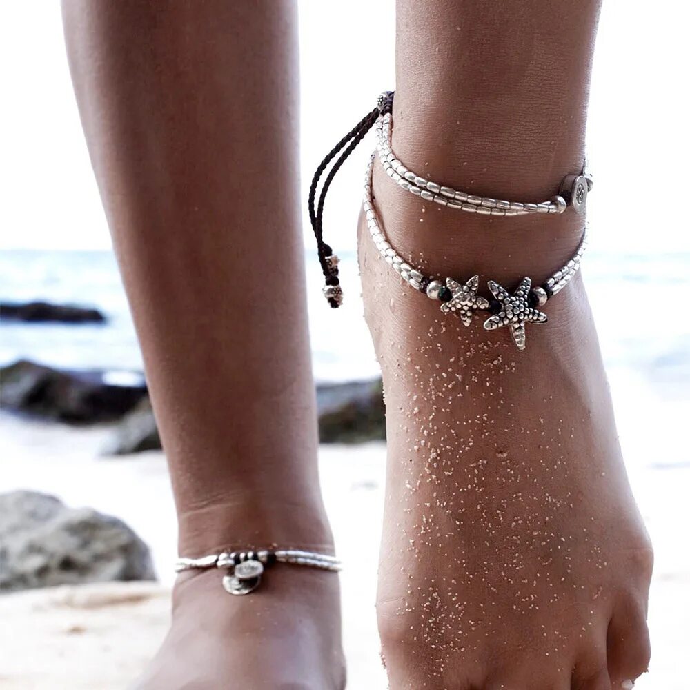 Браслеты на ногу купить в москве. Браслет анклет. Fashion Anklet браслет на ногу. Анклет серебро. Анклет бохо.