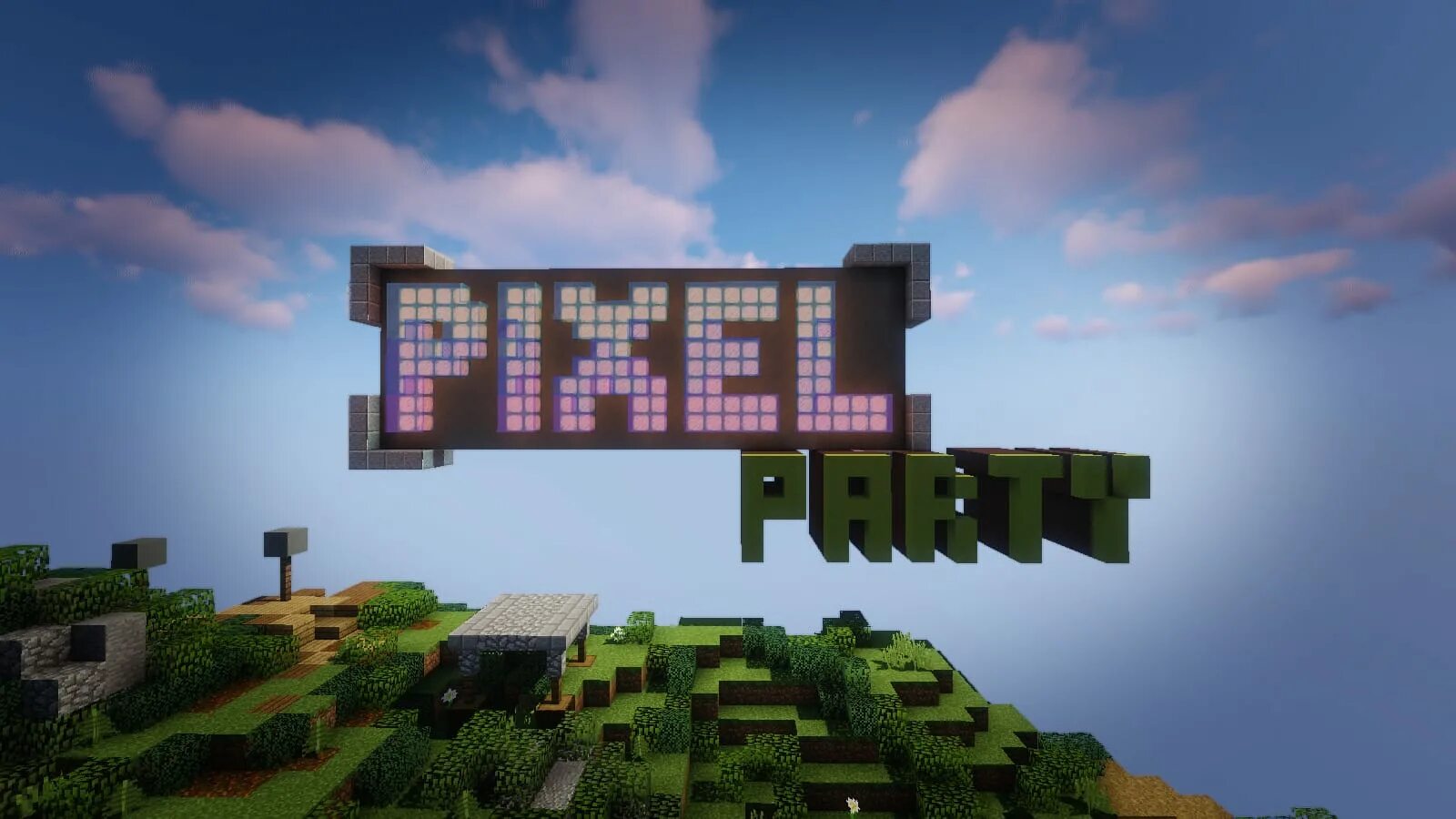 Мини игры в майнкрафт карты. Pixel Party. Карты на майнкрафт 1.13.2 с островом. Пиксельная вечеринка. Дейли майн