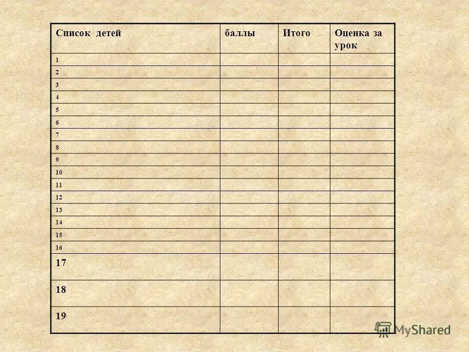 18 list. 18 list
