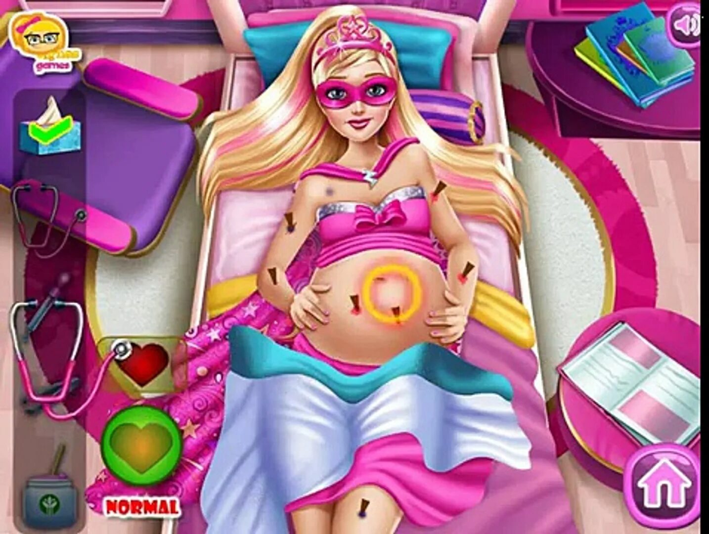 Игры для девочек Барби беременна. Играть прими роды