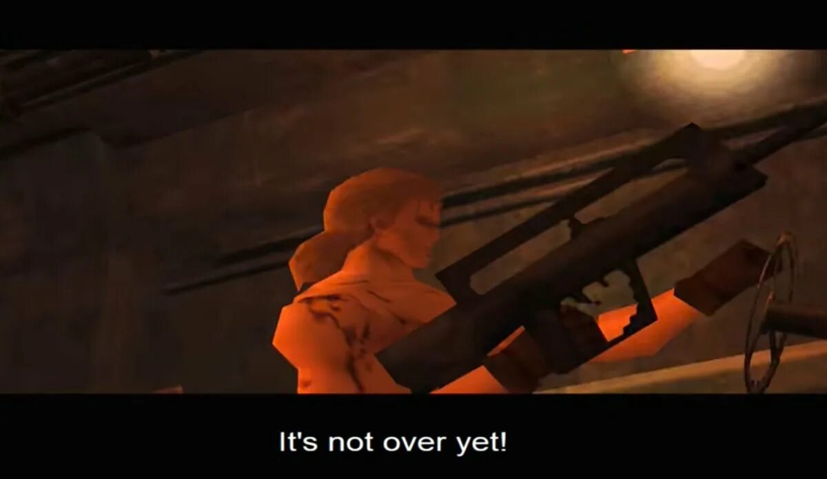 Not over yet. Solid Snake in Zanzibar Land. Mother Base MGS. Not yet, Snake it's not over yet. Its not over yet game.