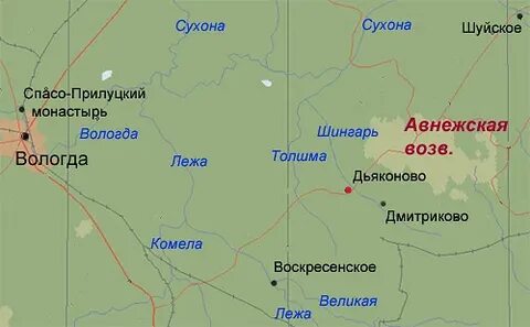 Сухона на карте