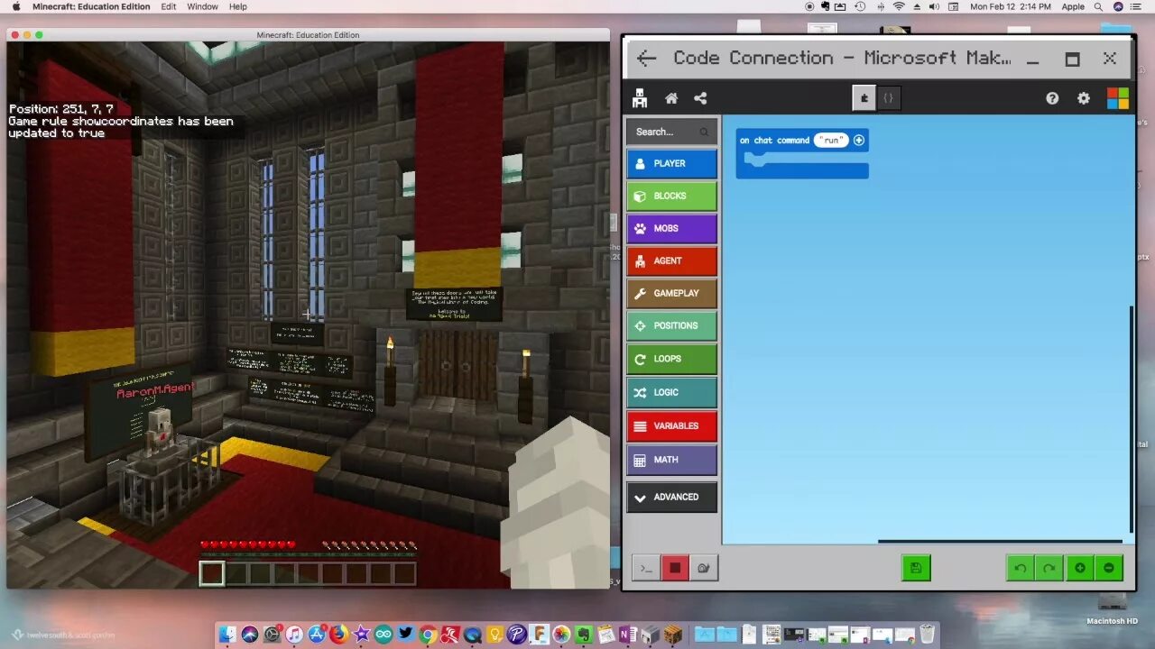 Minecraft closed with code 1. Агент майнкрафт education edition. minecraft education коды. minecraft education edition программирование. майнкрафт эдьюкейшн переменная.