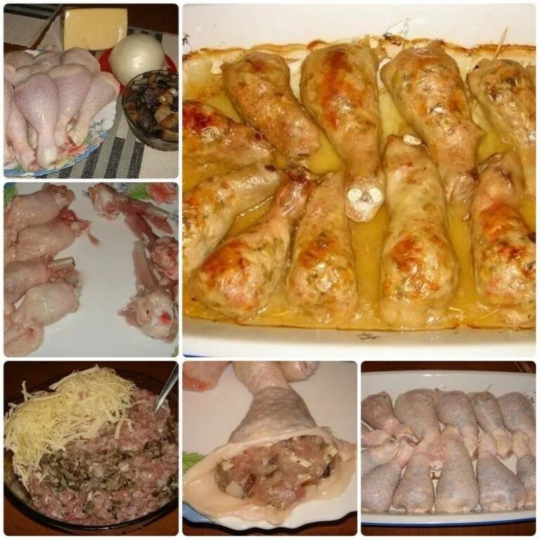 Запечёные куриные фаршированные голени. спасибо елене - кыш - пошаговый рецепт с