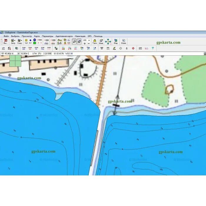 Морская карта глубин Истринского водохранилища для OziExplorer Garmin Magellan