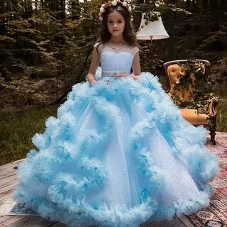 Роскошное Пышное Бальное платье с оборками, Платья с цветочным принтом для девоч
