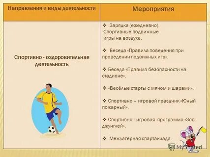 Виды деятельности летом