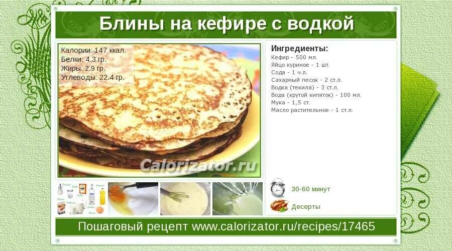 Сколько кк в кефире. Калорийность одного блина на кефире. блины на кефире ккал. калорийность 1 блина на кефире.