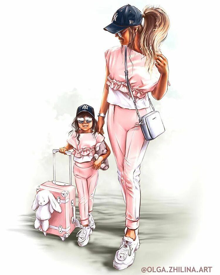 Лето мама и дочка манга. Модные иллюстрации мама и дочка. Модная мама. Мама с дочкой иллюстрация. Стильные рисунки девушек с ребенком.