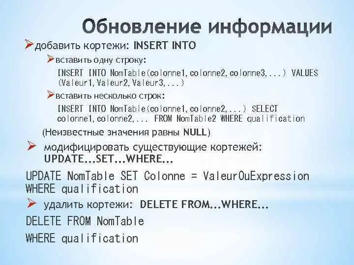 Insert into значение. Insert into значение