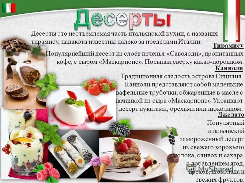 Имя десерт. Презентация на тему итальянская кухня. Итальянская кухня сообщение. Итальянские блюда названия. Сообщение на тему итальянская кухня.