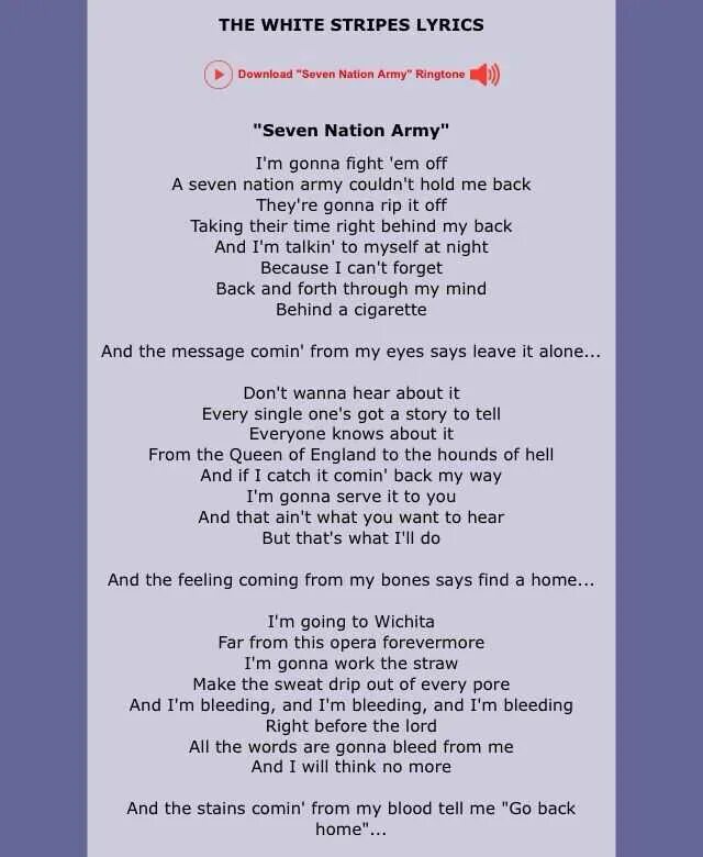Nation army песня. The white stripes обложка. Vincit группа. Nation army песня. White stripes seven nation.