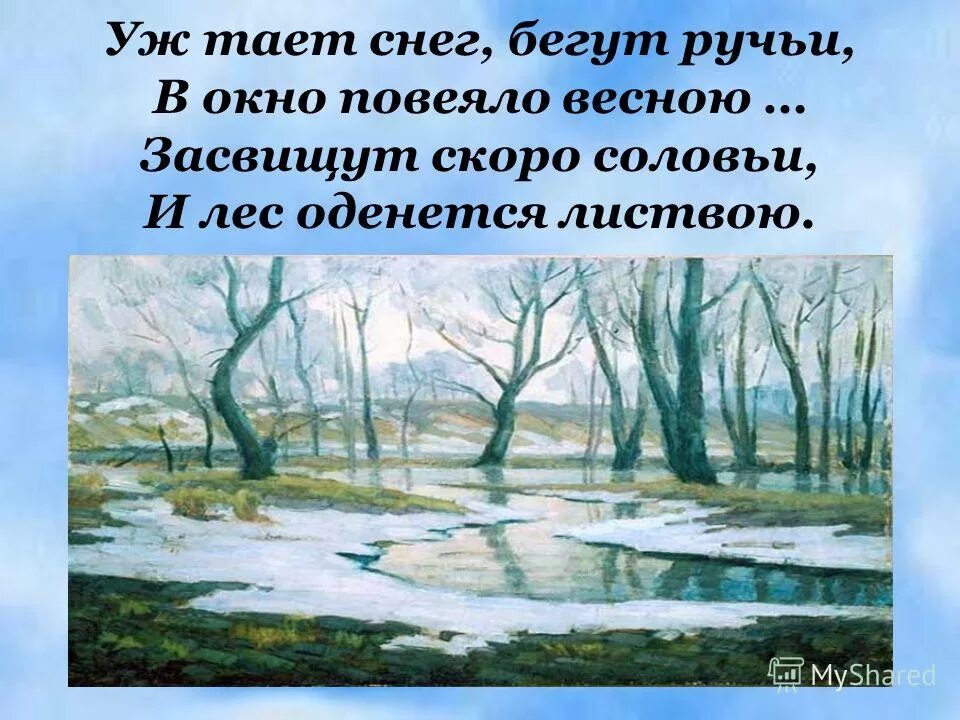 весна уж тает снег. стихотворение алексея николаевича плещеева весна. саврасов «ранняя весна». пове ло. н.
