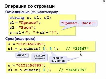 Операции со словами