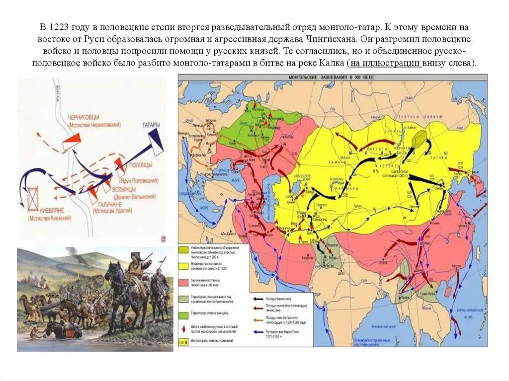 Завоевания монголов до 1223. Походы Чингисхана в 1223 году. Поход монголо татар в 1223 карта. Первый поход монголов в половецкую степь на карте. Как русь была завоевана монголами