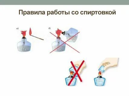 При работе со спиртовкой нельзя