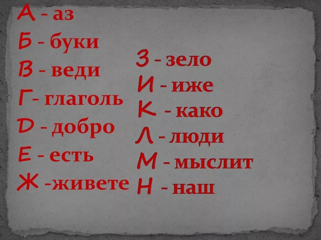 Аз Буки веди Глаголь. Глаголь добро есть живете зело что это. И иже како како люди. Иже како люди а дальше. Что значит зело