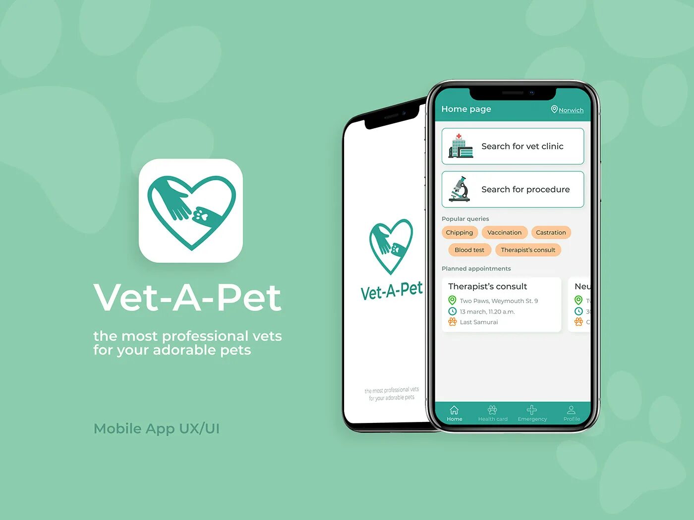 Pet mobile. Vet app. Pet mobile app. Hello vet mobile app. Fluent UI web.