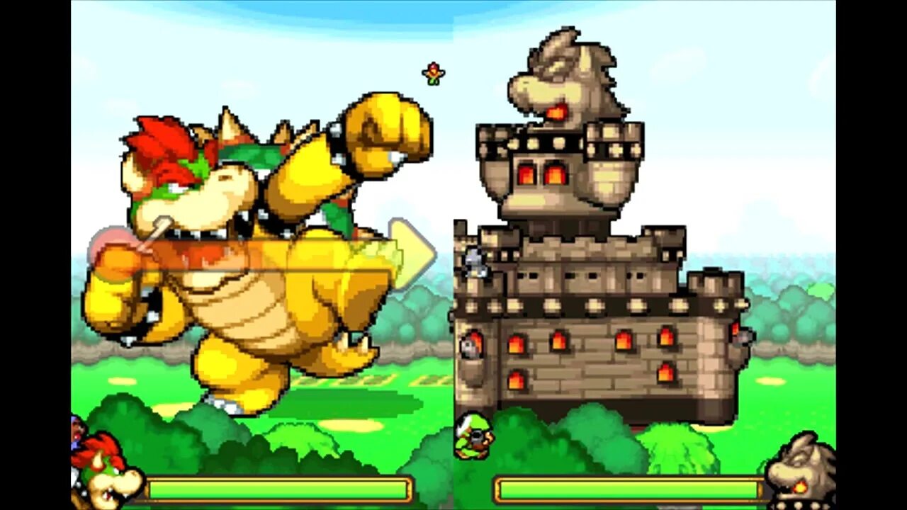 Битва в замке боузера. Mario luigi bowser s inside story боссы. giant bowser. боузер на фоне башни. замок боузера внутри.