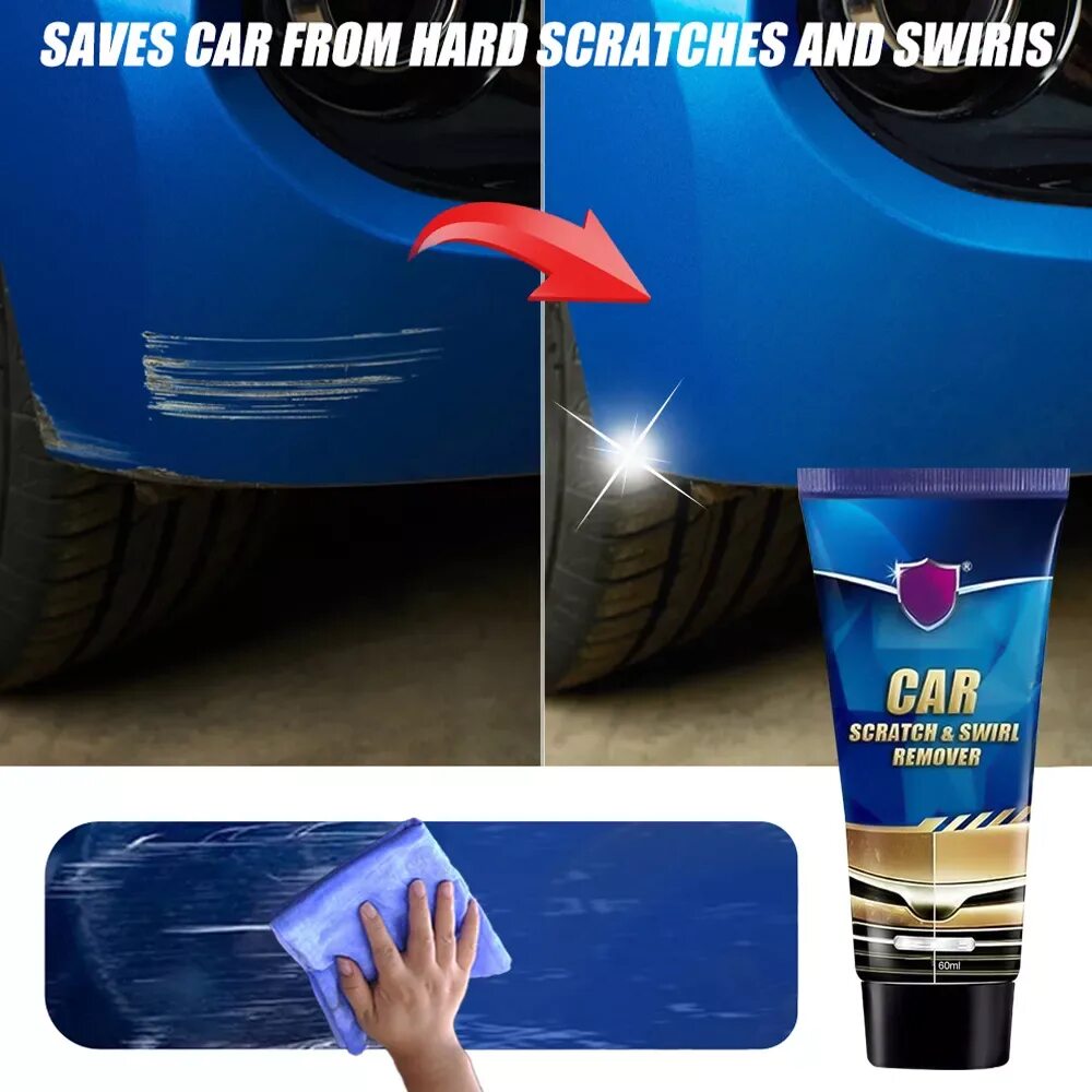 Car Scratch Swirl Remover. Средство для удаления царапин на машине. Краска для ремонта автомобиля с губкой. Крем для царапин удаления.