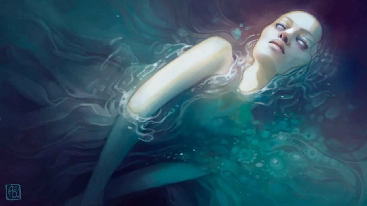 Стою в крылатой воде. Художник anna dittmann. девушка в воде арт.