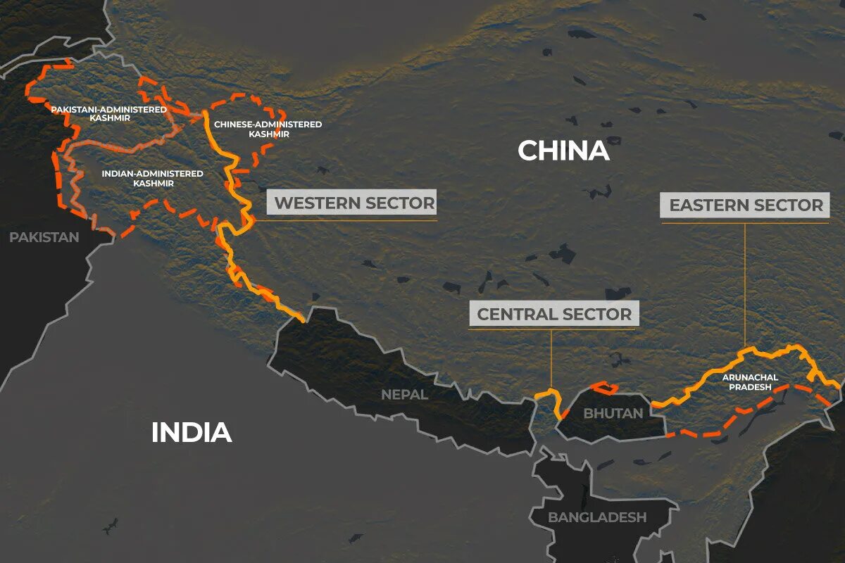 Какая граница у россии с китаем. Спорная граница Индии и Китая на карте. Граница Индии и Китая конфликт на карте. Спорная граница Индии и Китая. Пограничный конфликт Индии и Китая 2020.