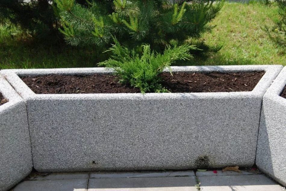 Бетонная клумба Paisajismo moderno, Jardín de concreto, Jardineras de concreto