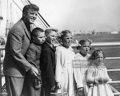 American actor Burt Lancaster with his five children as the liner... 