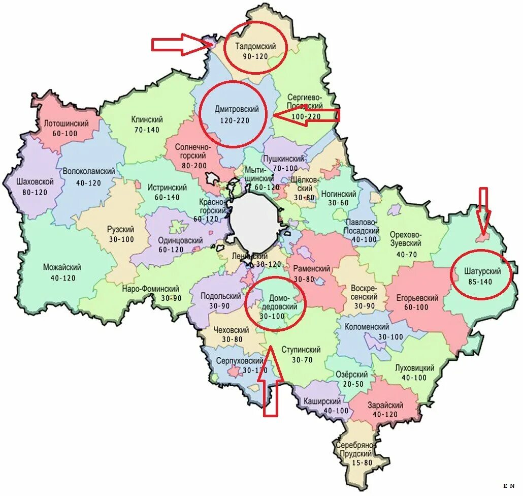 Карта поселков московской области