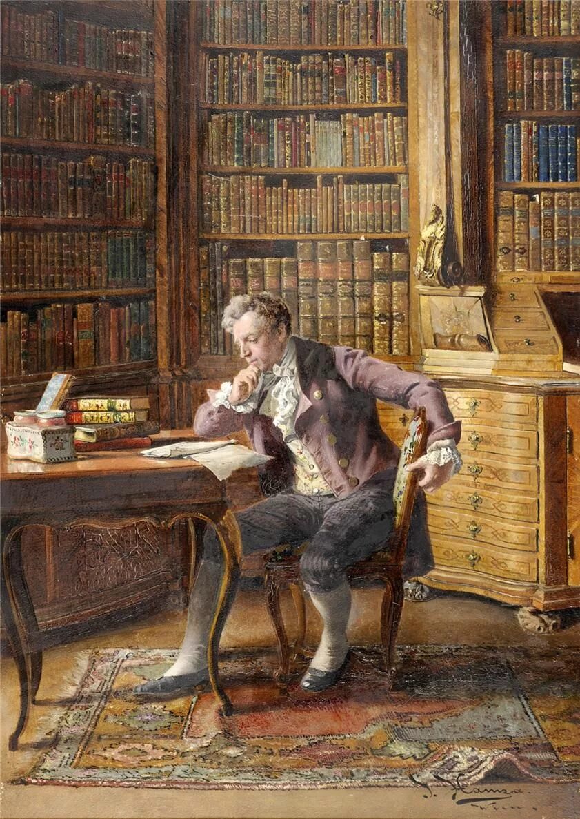 Картина читатель. Иоганн Хамза (1850-1927) джентльмен в библиотеке. Johann Hamza картины и название. Библиотека в живописи. Библиотека на картинах художников.