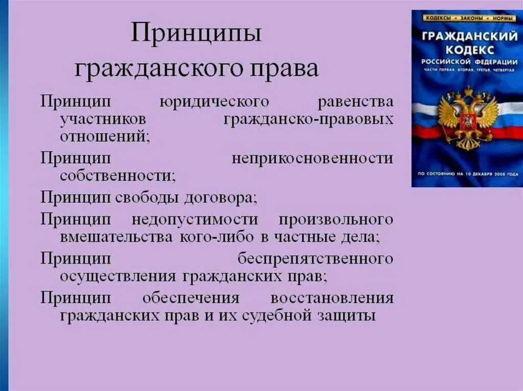 Гражданское право функции. Принципы гражданских прав. 57 гк рф