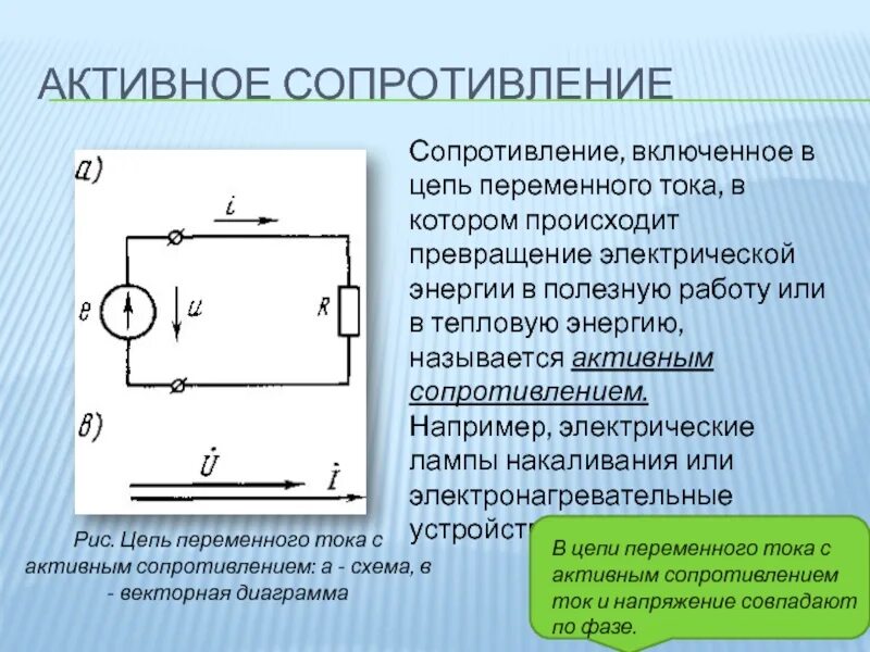 Мощность в цепи с активным сопротивлением. Активное сопротивление в цепи переменного тока. Цепь переменного тока с активным сопротивлением r. Мощность в цепи переменного тока с активным сопротивлением. Теплота в цепи переменного тока.