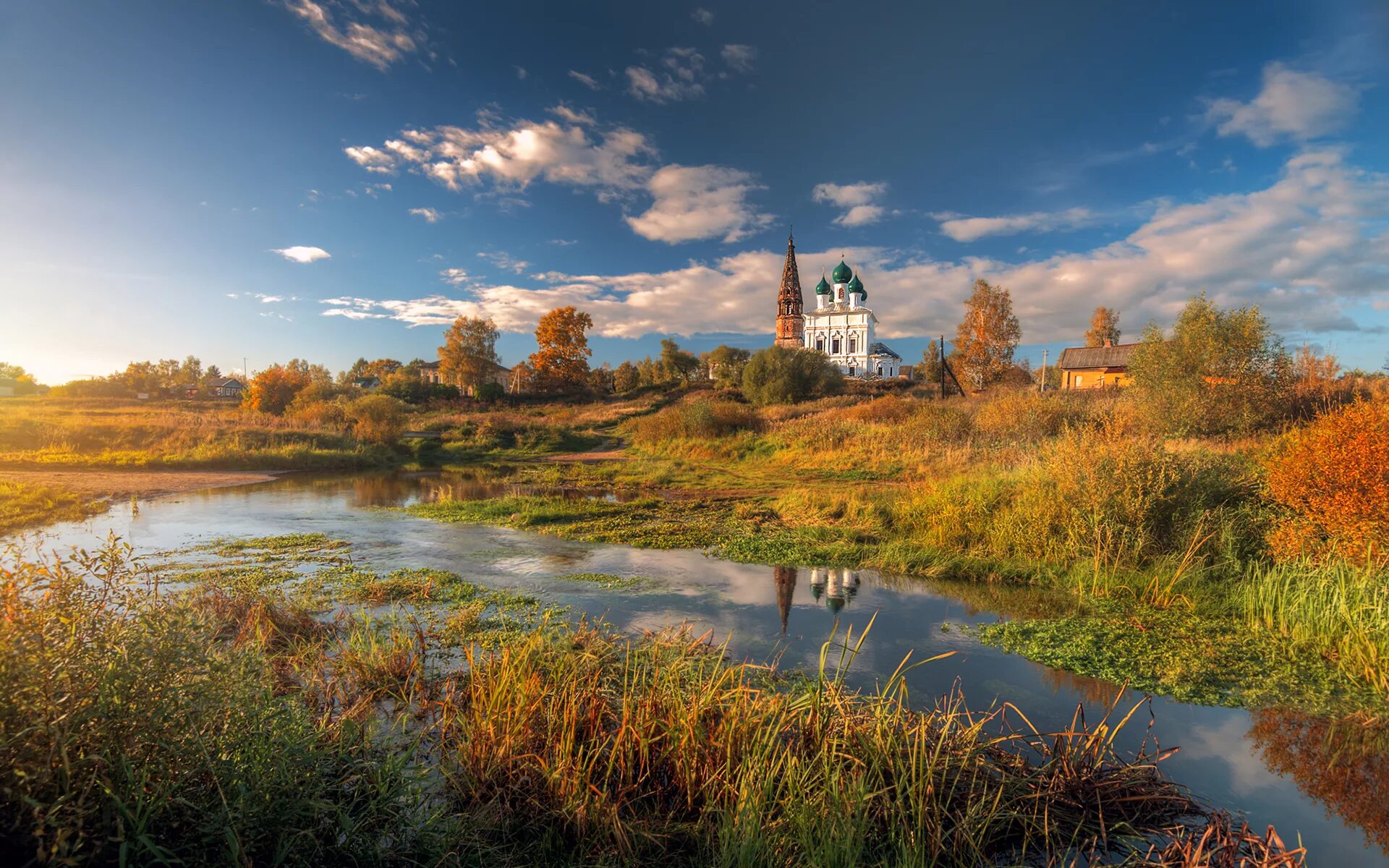 Родной край осенью. Село Осенево Ярославской области. Село Осенево Ярославская. Дунилово Ярославская область. Деревенская Церковь Есенинская Русь.