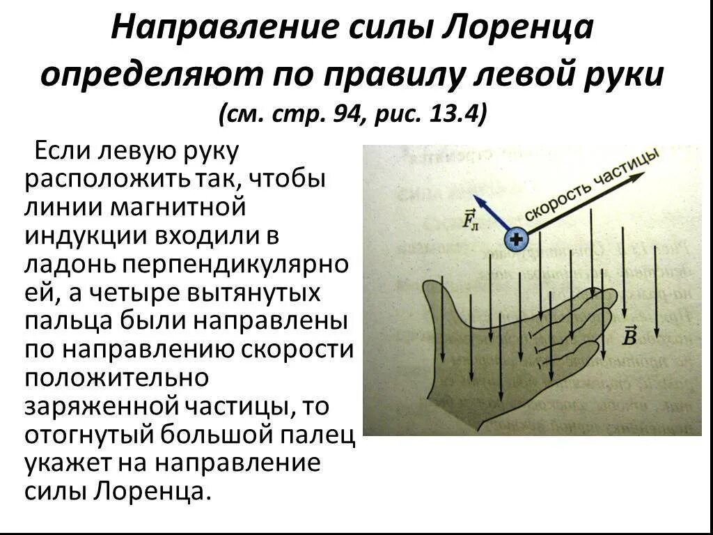 Сила лоренца как определить. Правило левой руки для силы Ампера и Лоренца. Сила Лоренца правило левой руки. Направление силы Лоренца по правилу левой руки. Сила Лоренца, сила Ампера, правило рук.