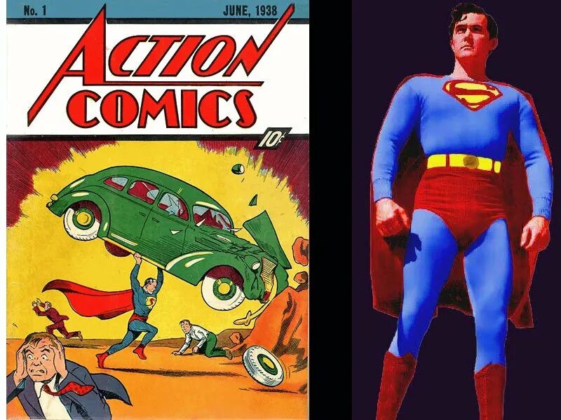 Комиксы про первый. Первый комикс про Супермена 1938. Action Comics Супермен. Супермен 1938 первый выпуск. Супермена в комиксе Action Comics #1.