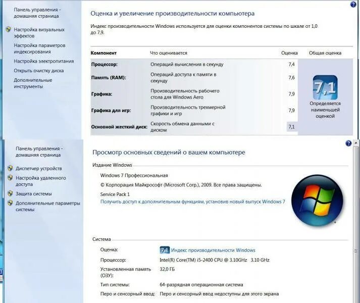 Оценка производительности компьютера Windows 7. Оценка производительности в Windows 10. Индекс производительности Windows. Индекс производительности Windows 10. Улучшаем производительность windows 10