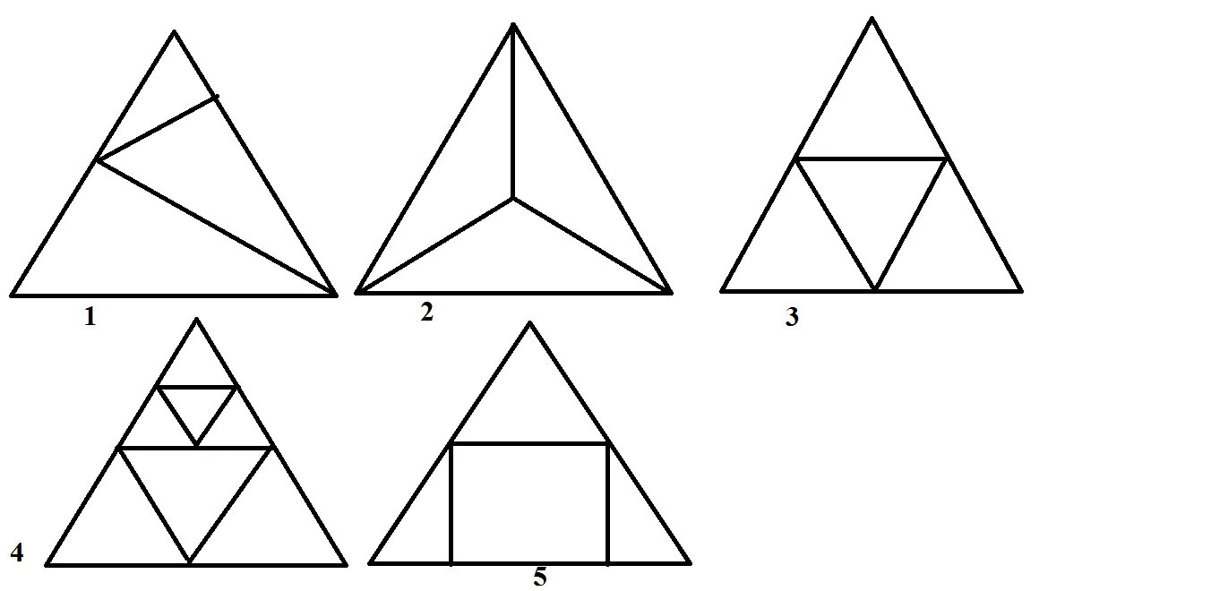 Треугольные фигуры. Разделить треугольник на треугольники. Фигуры разделенные на треугольники. Разделить треугольник на равные части. Тест 5 линий