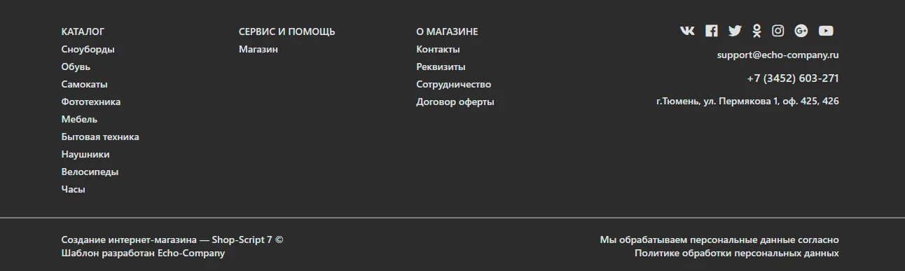 Подвал сайта. Подвал сайта