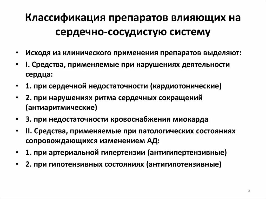 Лекарственные средства влияющие на сердечно сосудистую систему