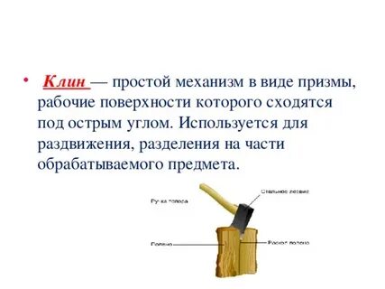Признаки клина